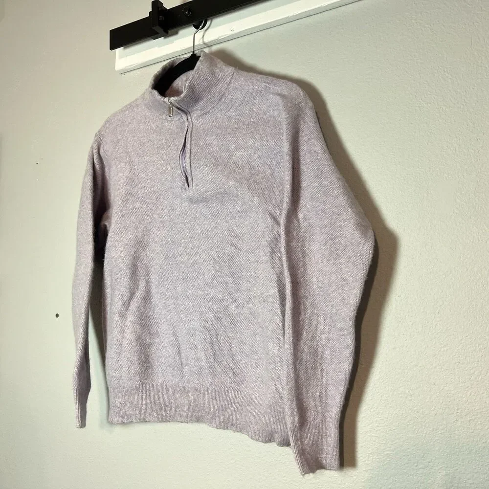 Peter Millar 1/4 Zip Sweater Pullover Cashmere Linen Blend Mens Large Purple